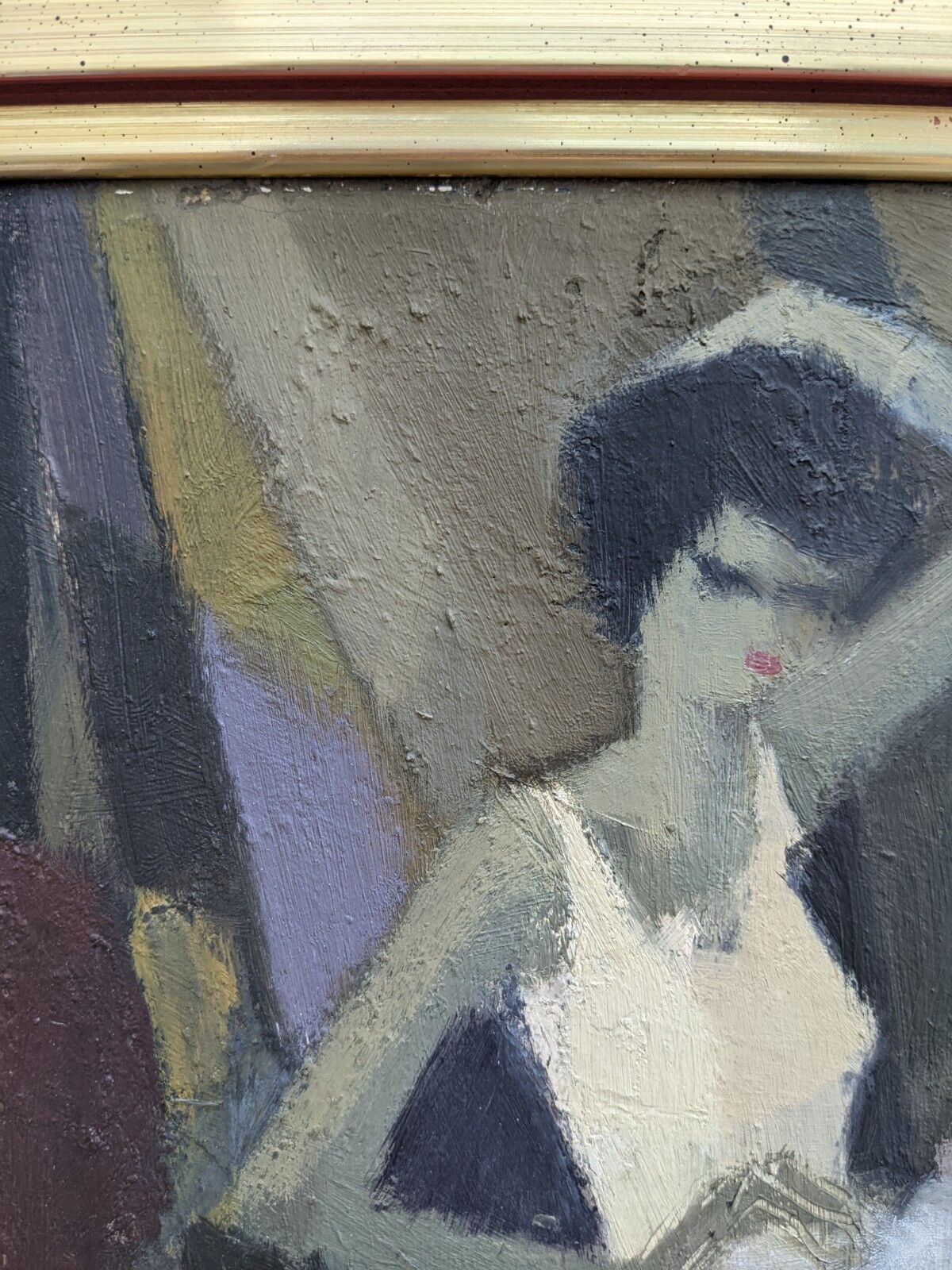 Mid-Century Modern Swedish Figurative Framed Oil Painting, "Cubist Dancer"