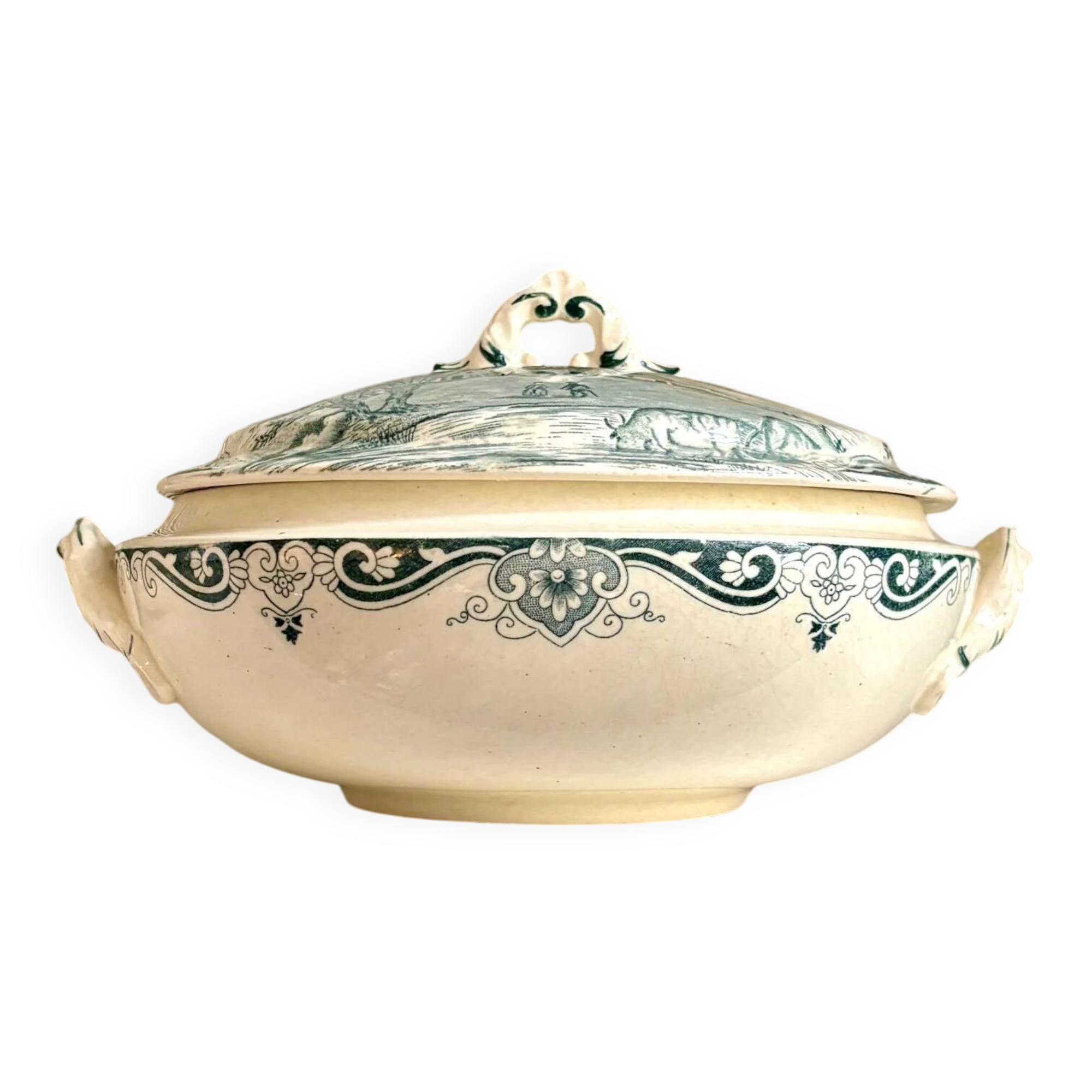 Petite soupière Salins en terre de fer, service "Delft"