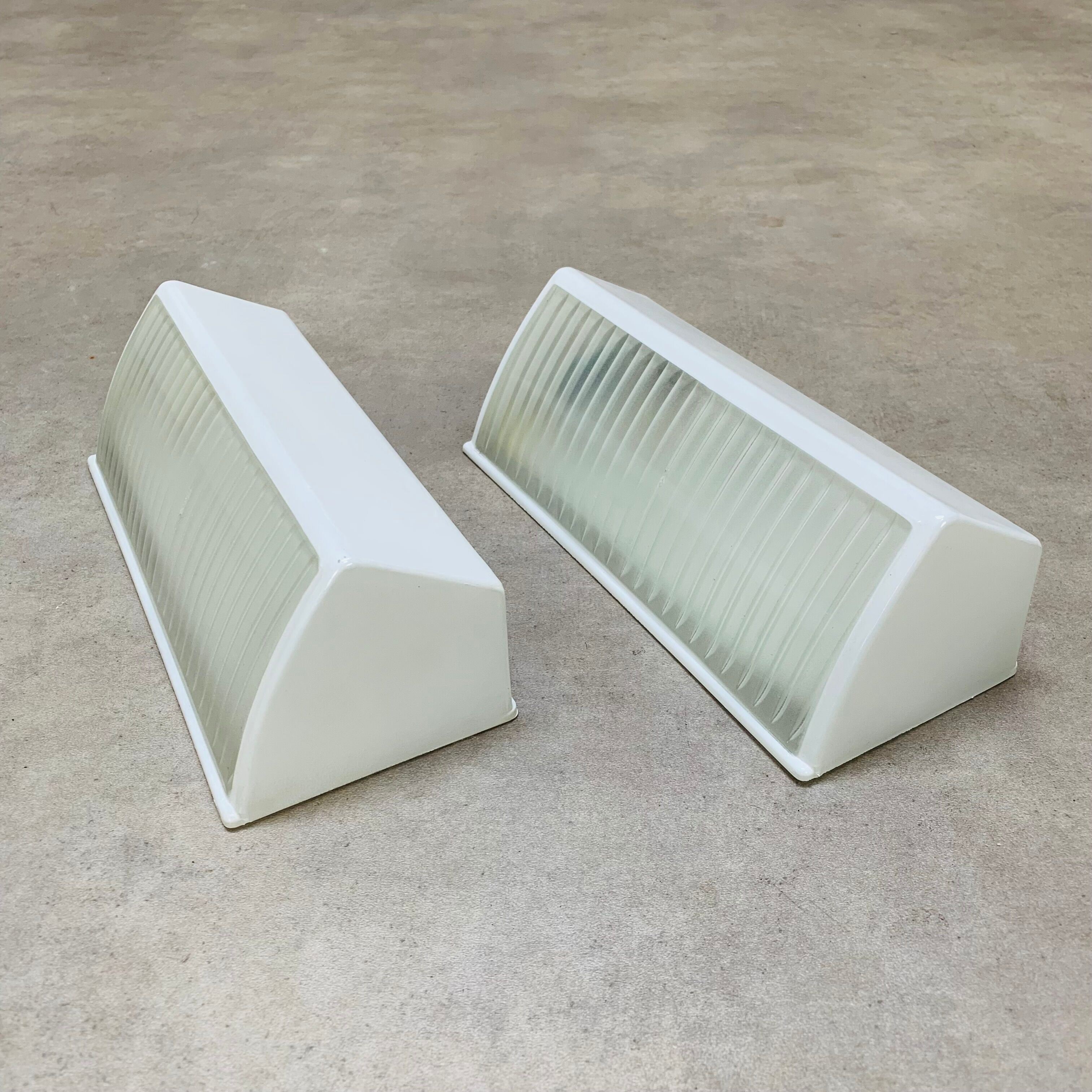 Pair of Holophane Prismopal wall lights, 50s design