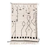 Beni Ouarain ecru Berber rug with black patterns 250x147cm