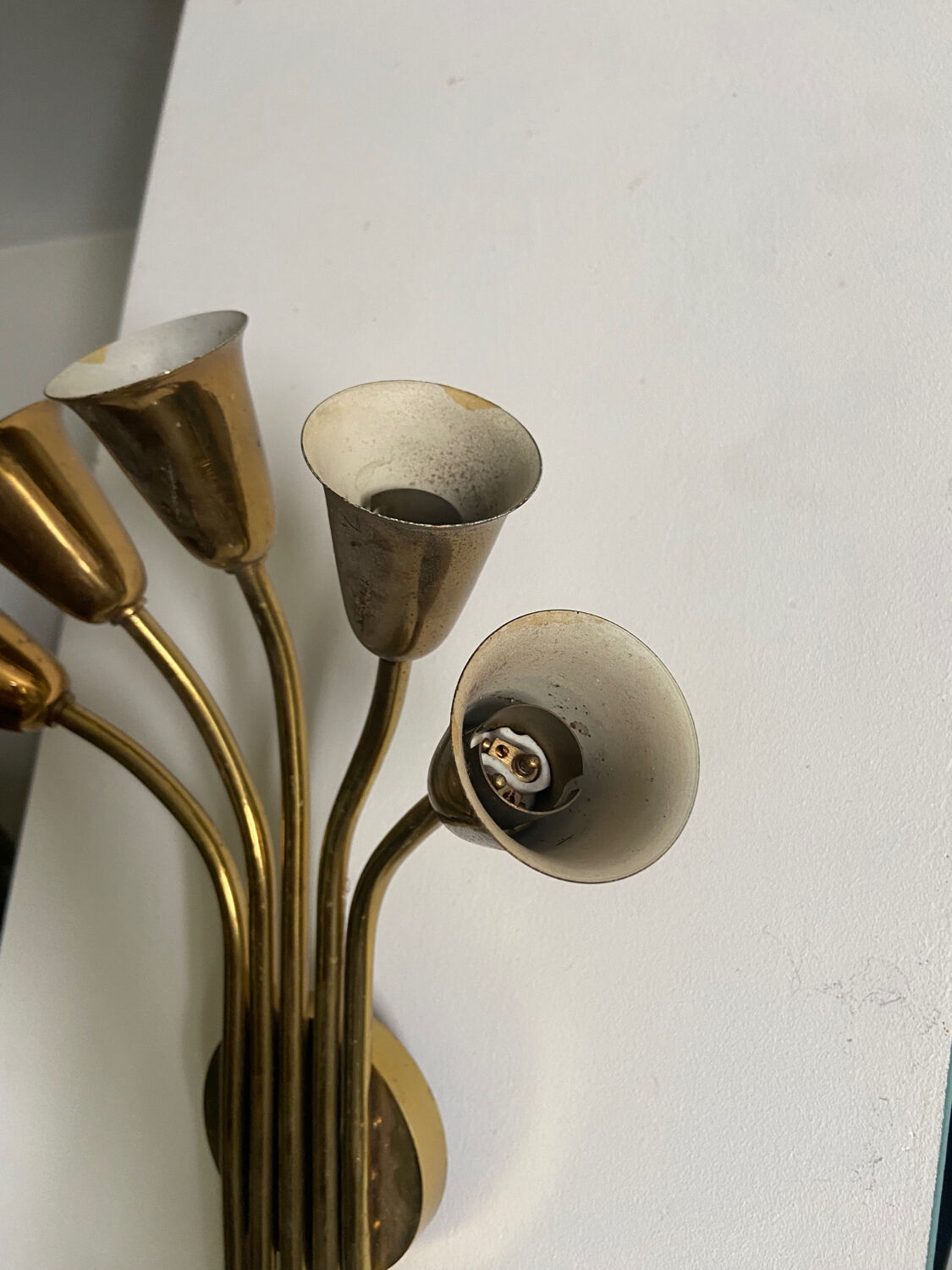 Wall lamp 5 burners brass 50s