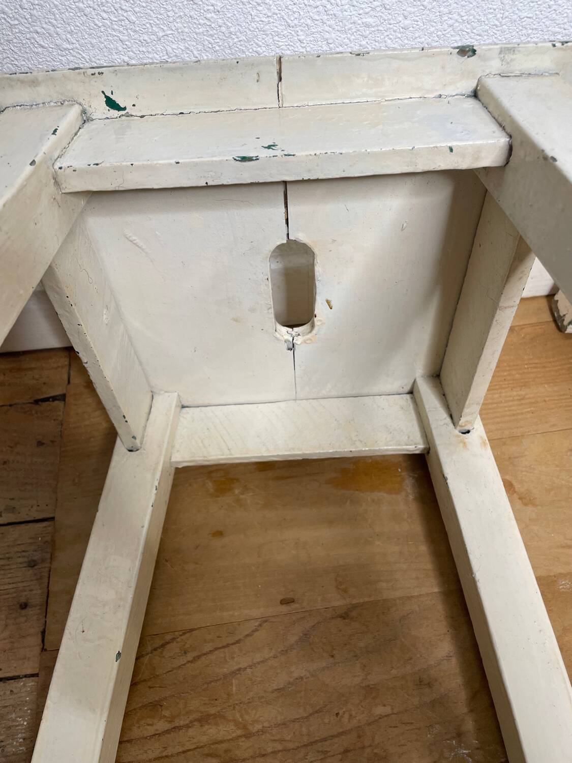 Pair of vintage cream stools in painted wood