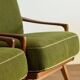 Paire de fauteuils vintage en bois et tissu