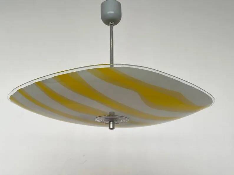Mid-century design glass pendant by Napako, Czechoslovakia, 1970s.