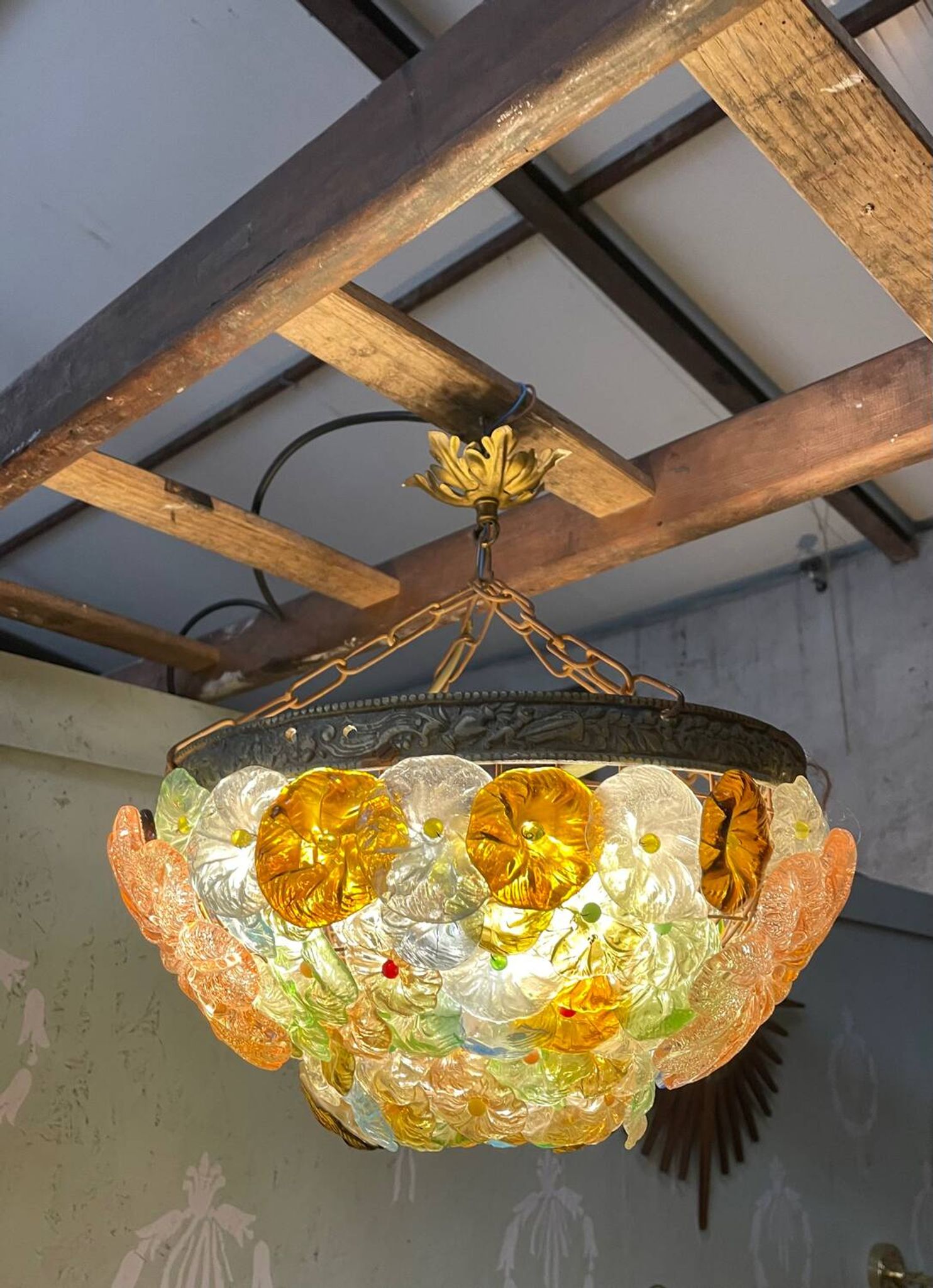Murano glass ceiling light chandelier Barovier & Toso Flowers