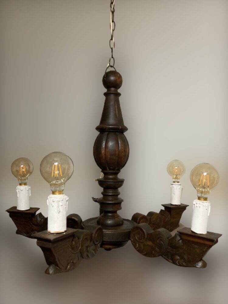 Renaissance wooden chandelier, 1800s