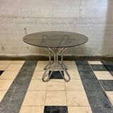 Table vintage en verre fumé