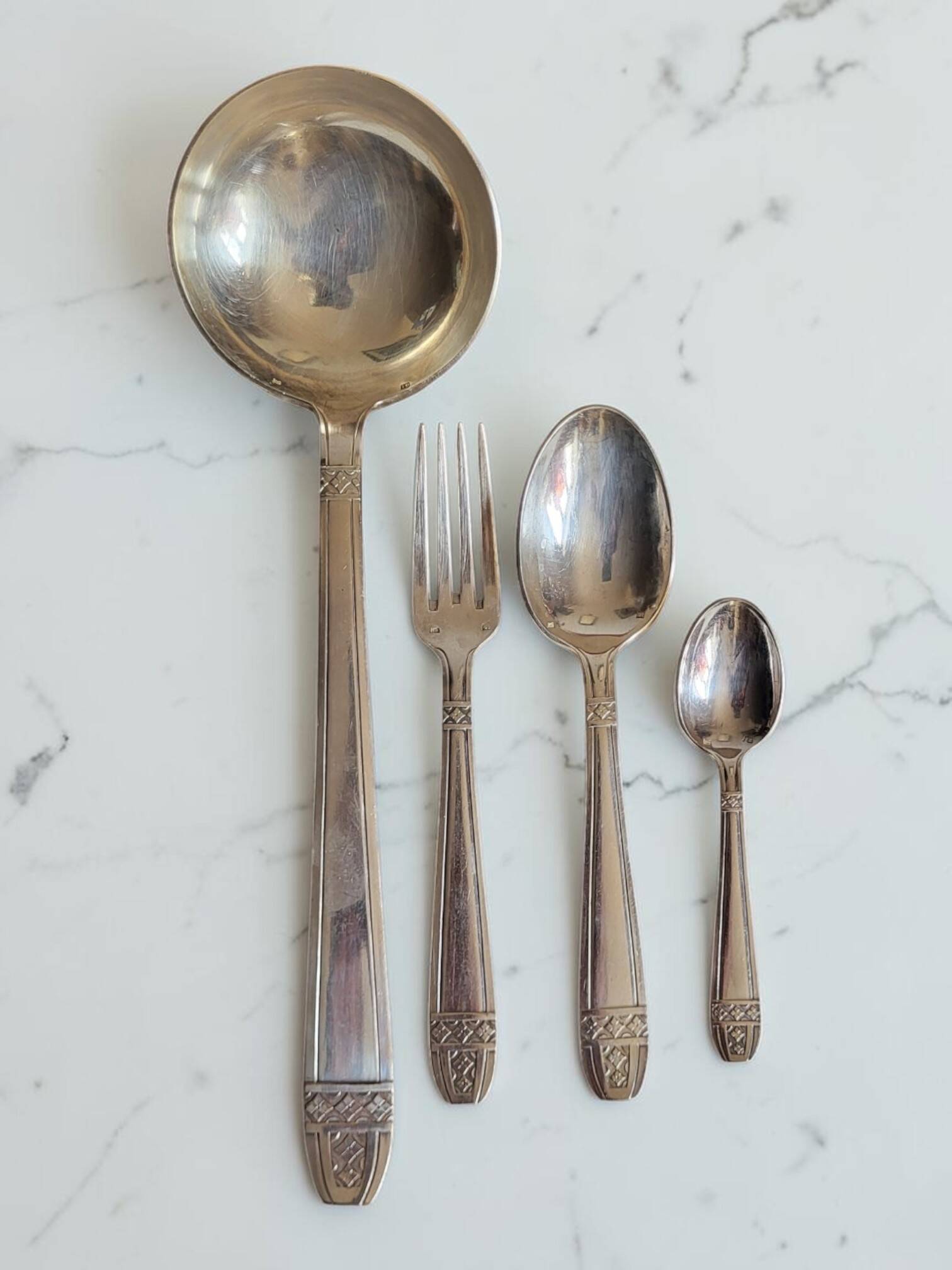 Art Deco silver-plated cutlery set, 37 pieces.
