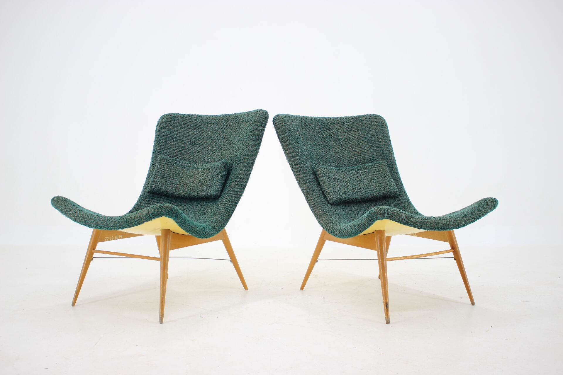 1960s Pair of Miroslav Navratil Shell Lounge Chairs, Czechoslovakia