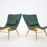 1960s Pair of Miroslav Navratil Shell Lounge Chairs, Czechoslovakia