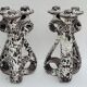 Pair of three-burner candelabra candlesticks by Marius Giuge glazed ceramic Vallauris 1950
