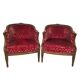 Pair of Transition period armchairs, trimmed with burgundy velvet