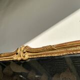 Large gilded mirror 19th century rounded corners mercury glass Louis XVI style