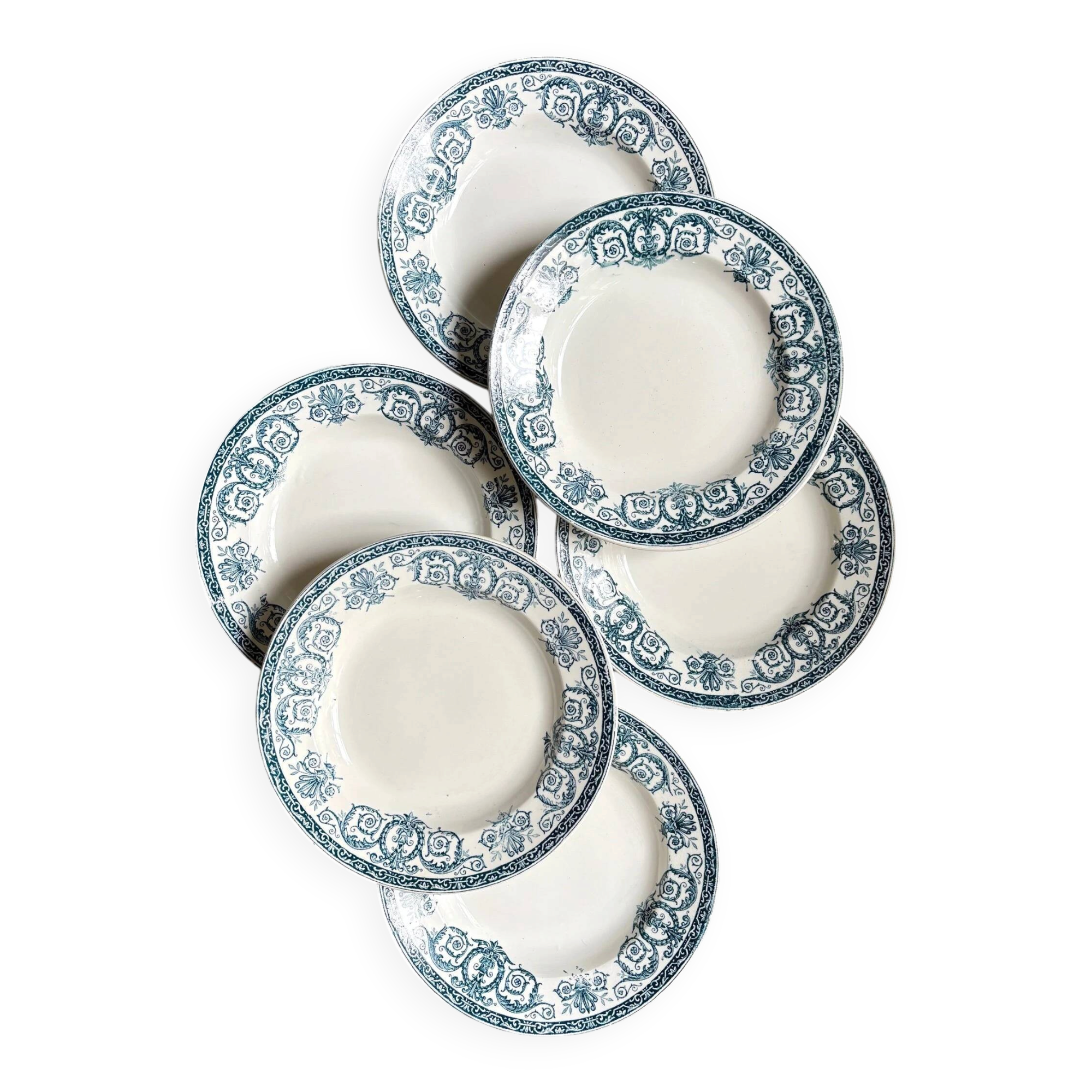 6 deep plates Léon Graves in earthenware, "Marie-Louise" service