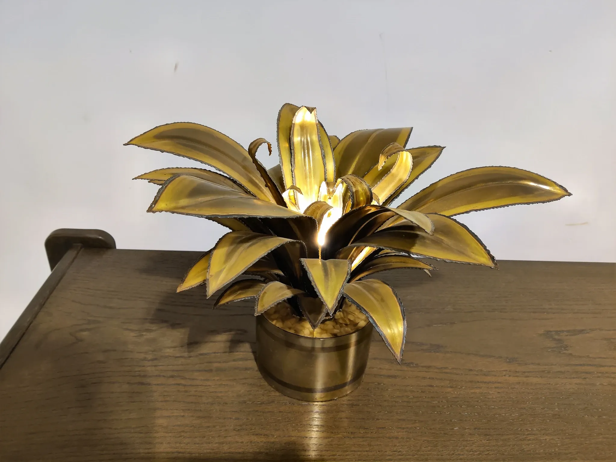 Lampe de table fleur Maison Jansen, années 1970