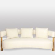 “Bean” shaped 3-seater sofa, in blond beech. Contemporary work