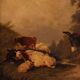 Peinture anglaise antique d'une scène de genre rural datée de 1866