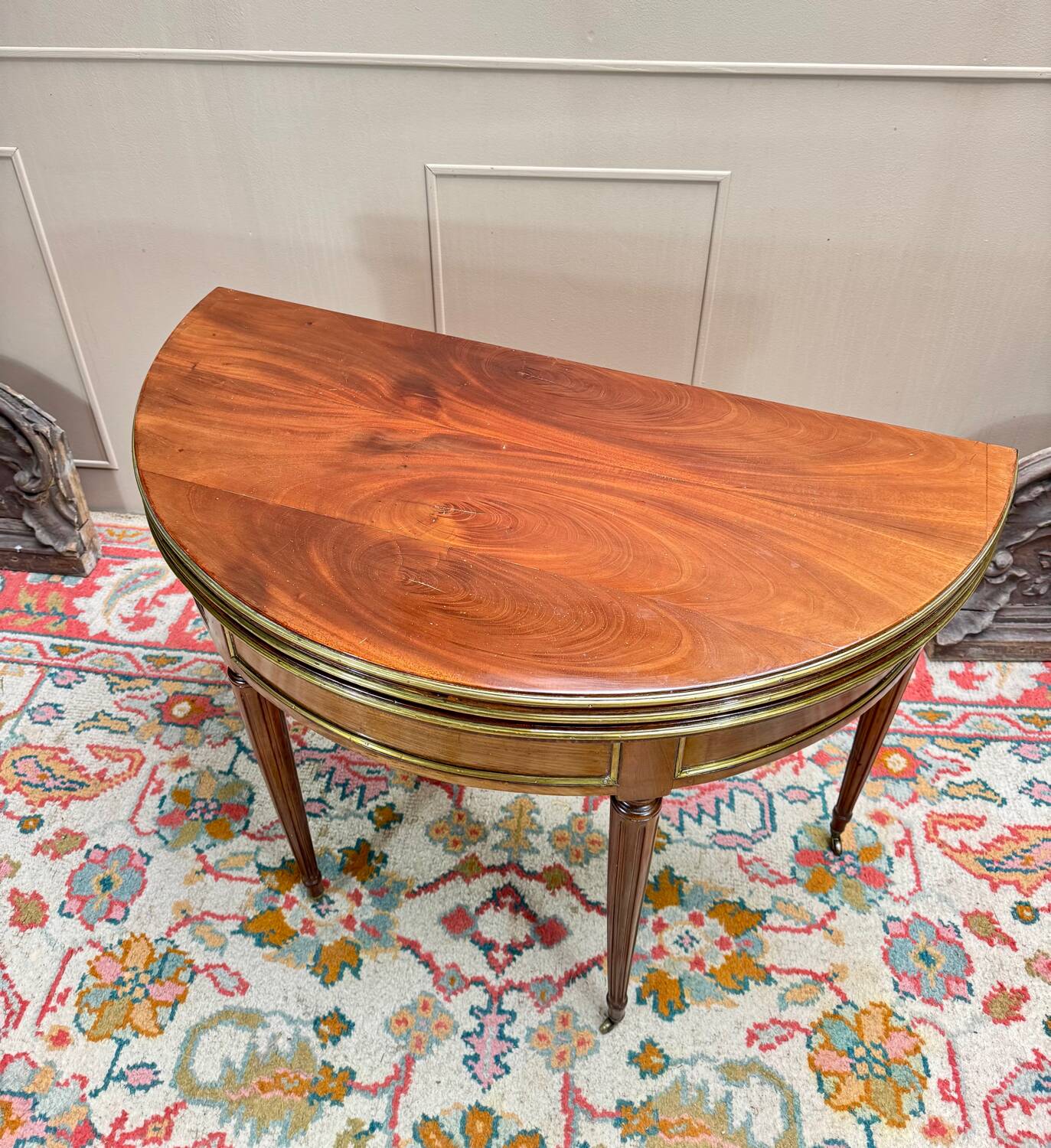 Louis XVI Style Mahogany Half Moon Table, 19th Century