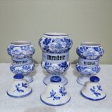 3 Delft style earthenware spice jars or apothecary pots
