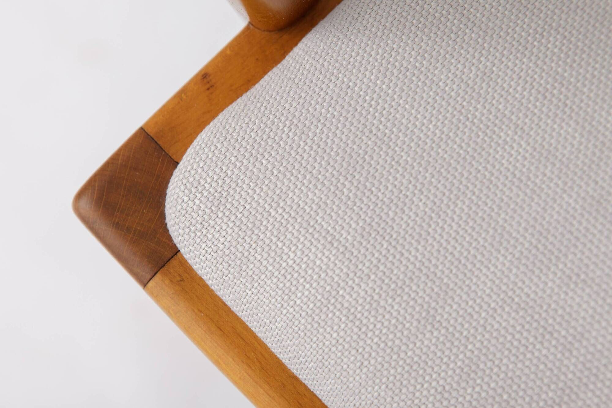 Vintage 1950s German Armchair | Solid Beech Wood | Newly Upholstered Chair