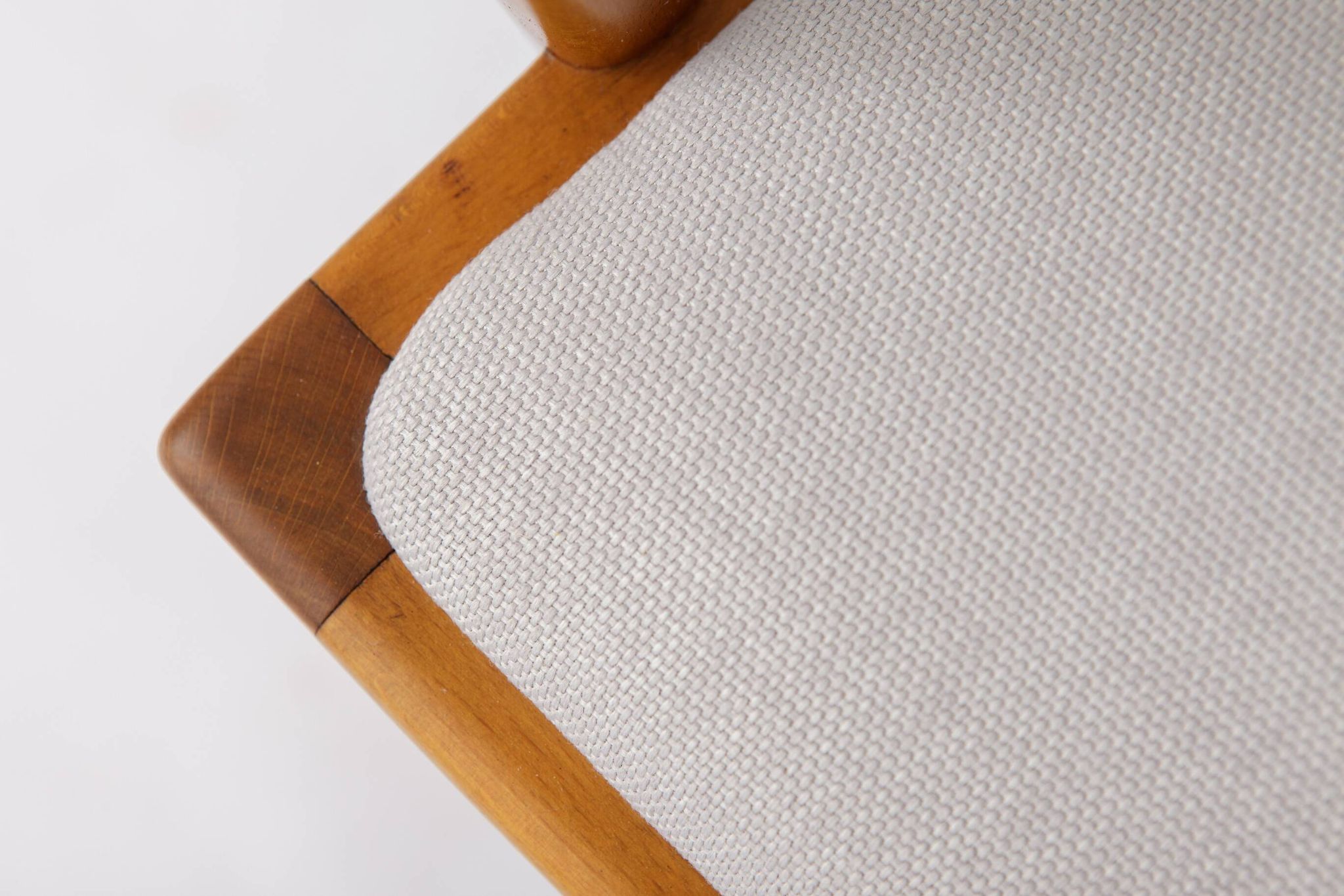 Vintage 1950s German Armchair | Solid Beech Wood | Newly Upholstered Chair