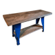 Vintage industrial workbench table with cast iron legs (Aux Forges de Vulcain)