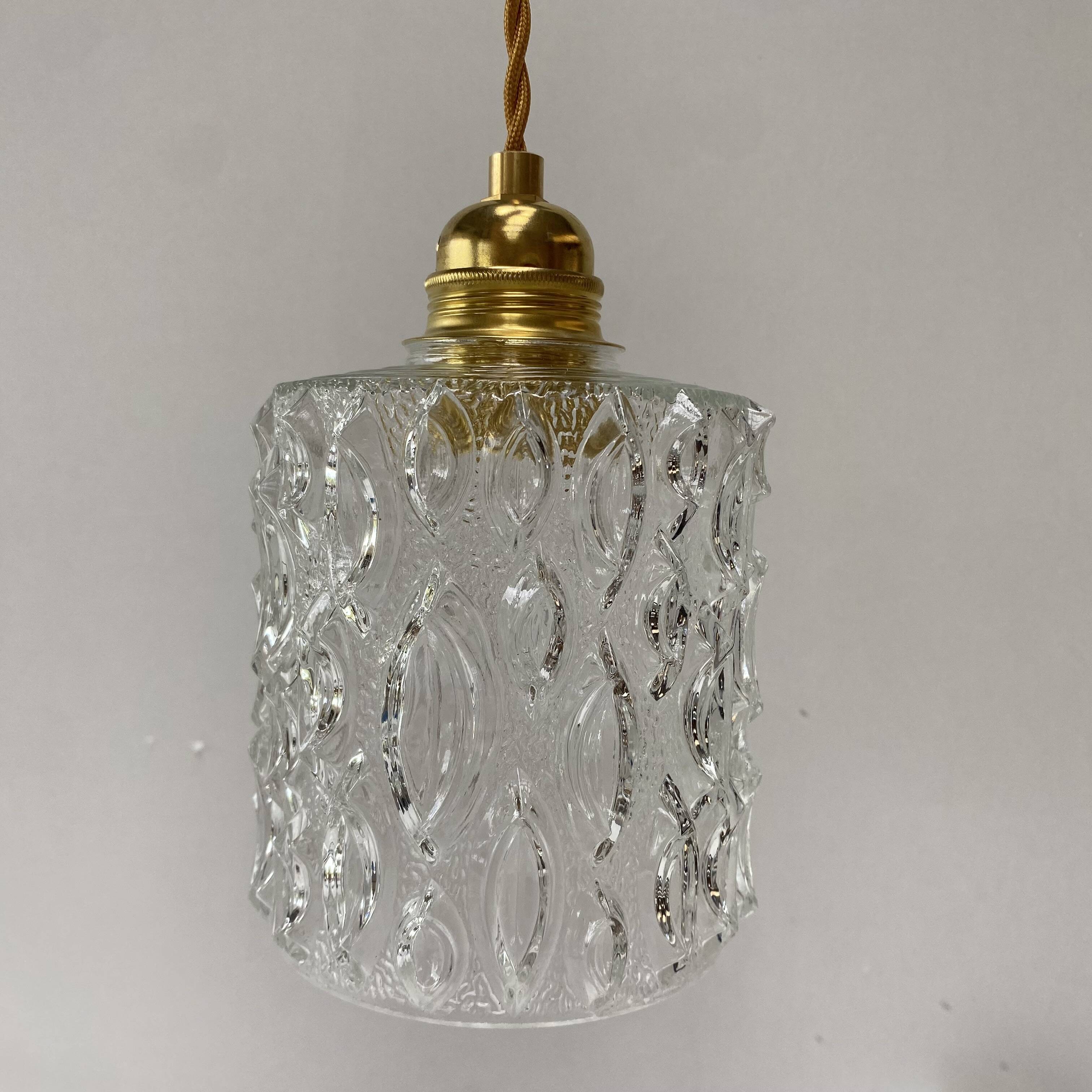 Vintage suspension in moulded pressed glass