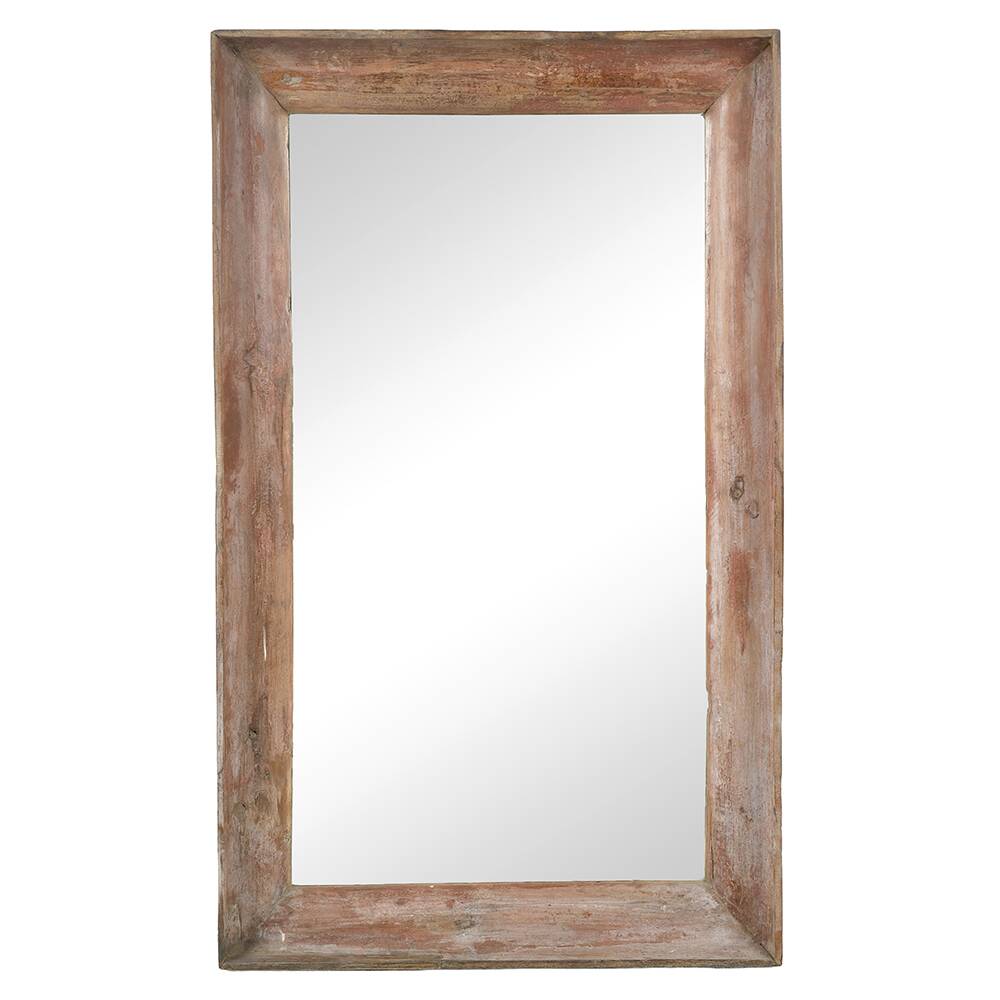 Large antique solid wood mirror (124 x 75 x 11cm)