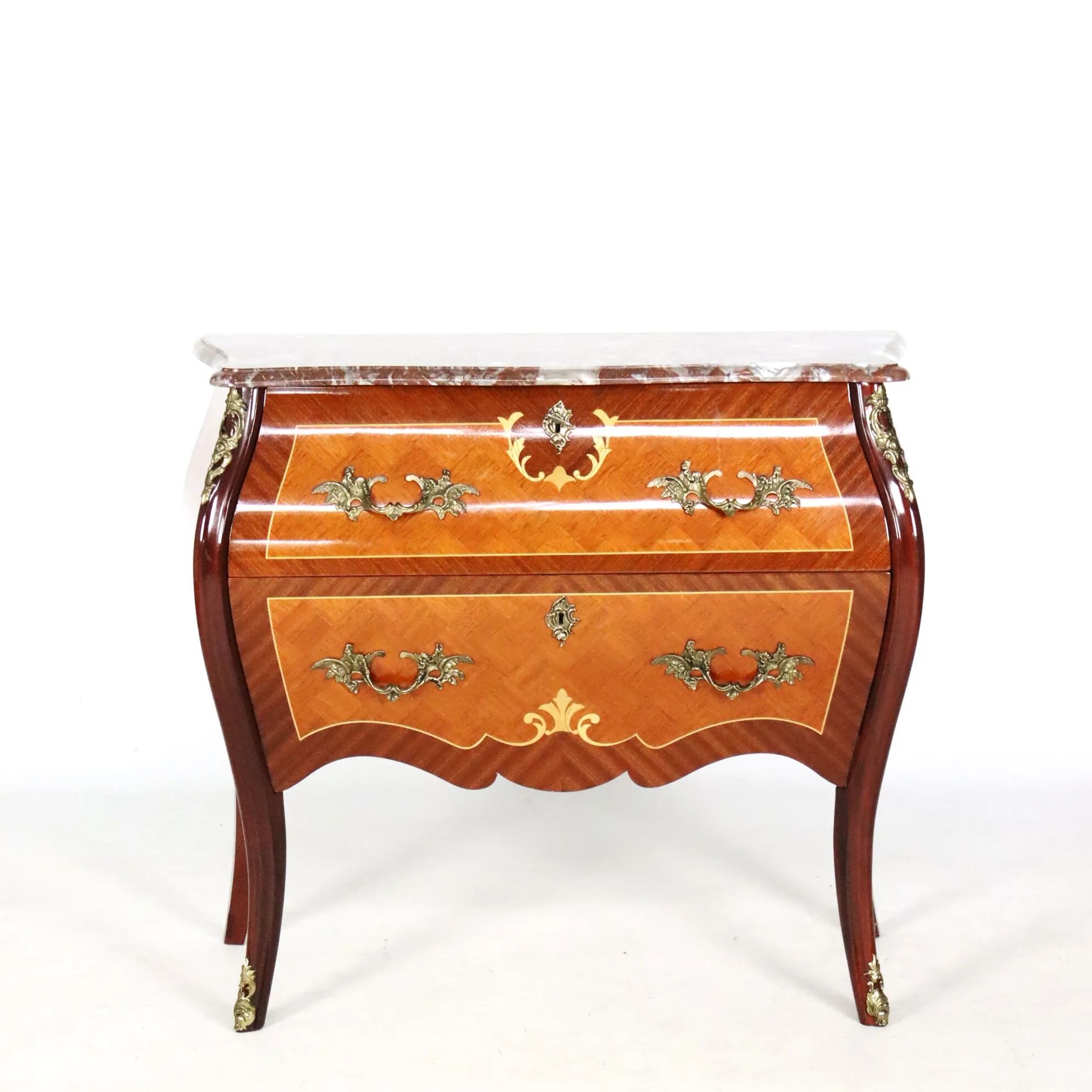 Commode bombée avec plateau en marbre, Ryden möbler AB, Nybro (Suède)