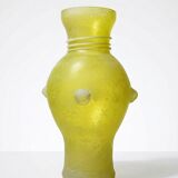 Murano baluster vase, yellow, frosted glass in Seguso style, vintage 1960.