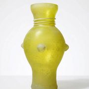 Murano baluster vase, yellow, frosted glass in Seguso style, vintage 1960.