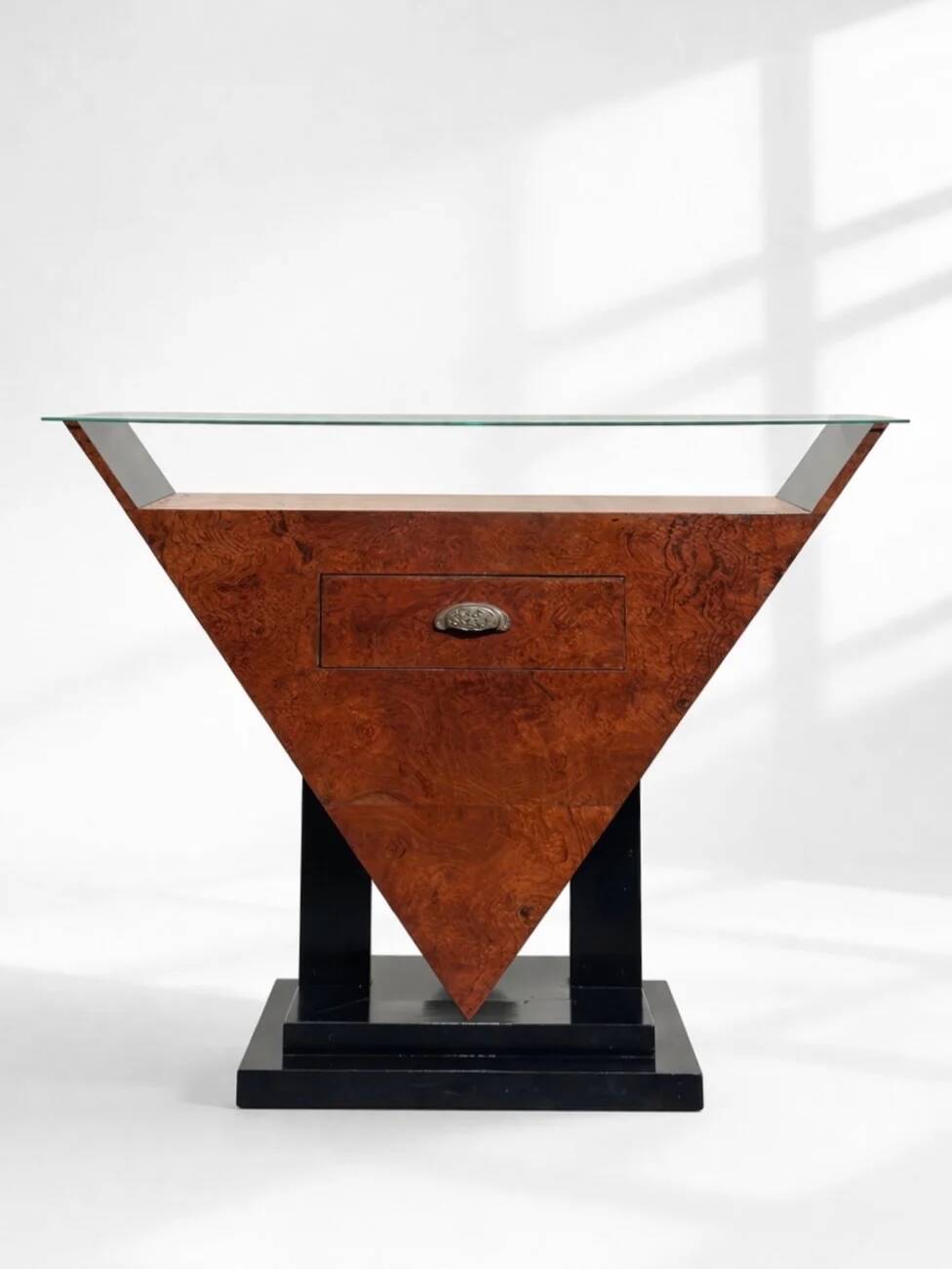 Art Deco burlwood console