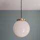 Lot de 3 suspensions art deco avec globe en opaline blanche