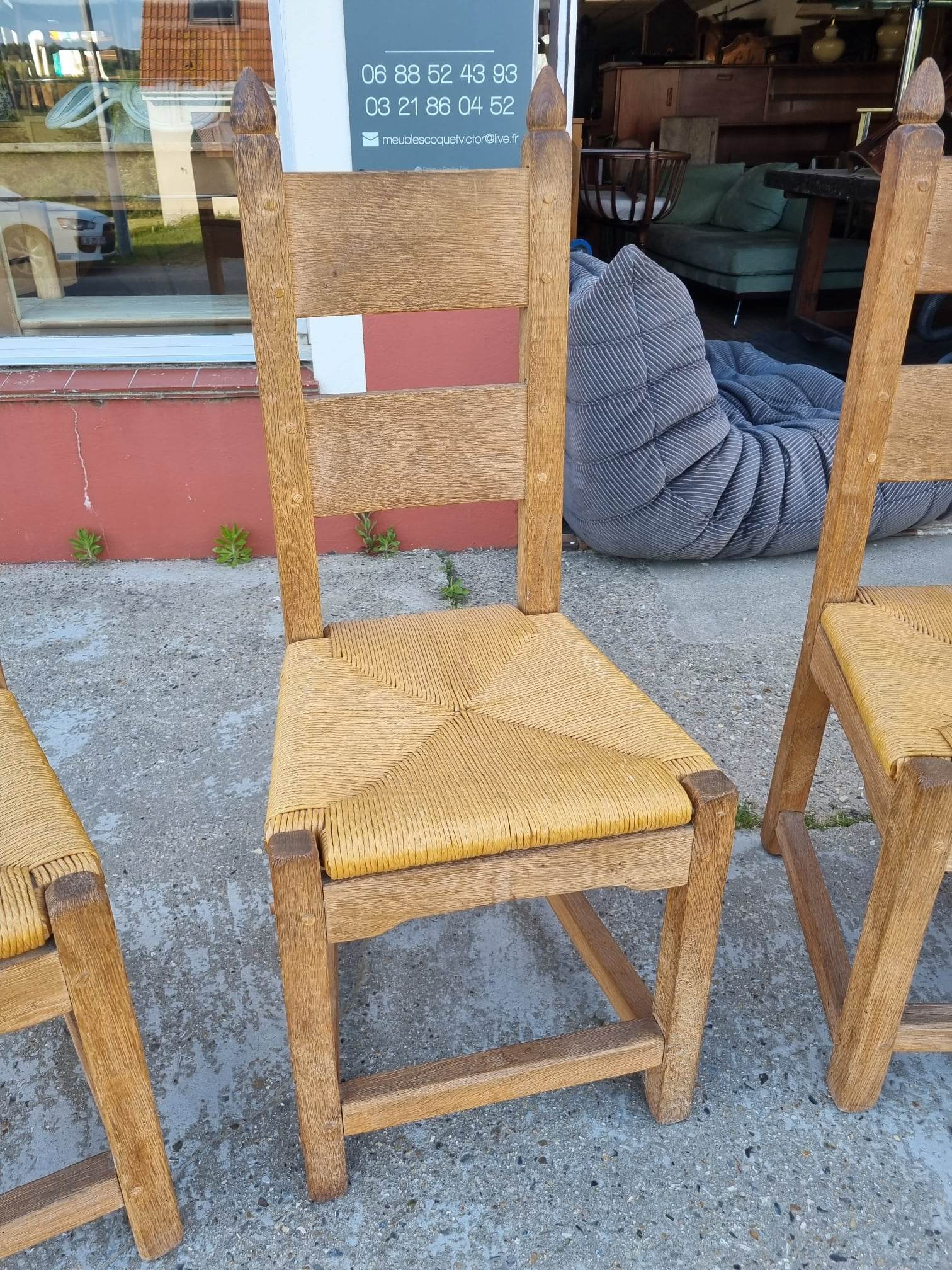 suite of 6 brutalist chairs