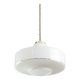 Mid-century Italian White Glass and Brass Pendant Lamp