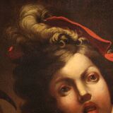 Antique French painting from the 18th century, portrait of a soldier