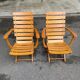 Pair of Clairitex France 1970 solid wood lounge chairs