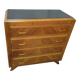 Jolie commode de 4 tiroirs pieds compas plaquage chene