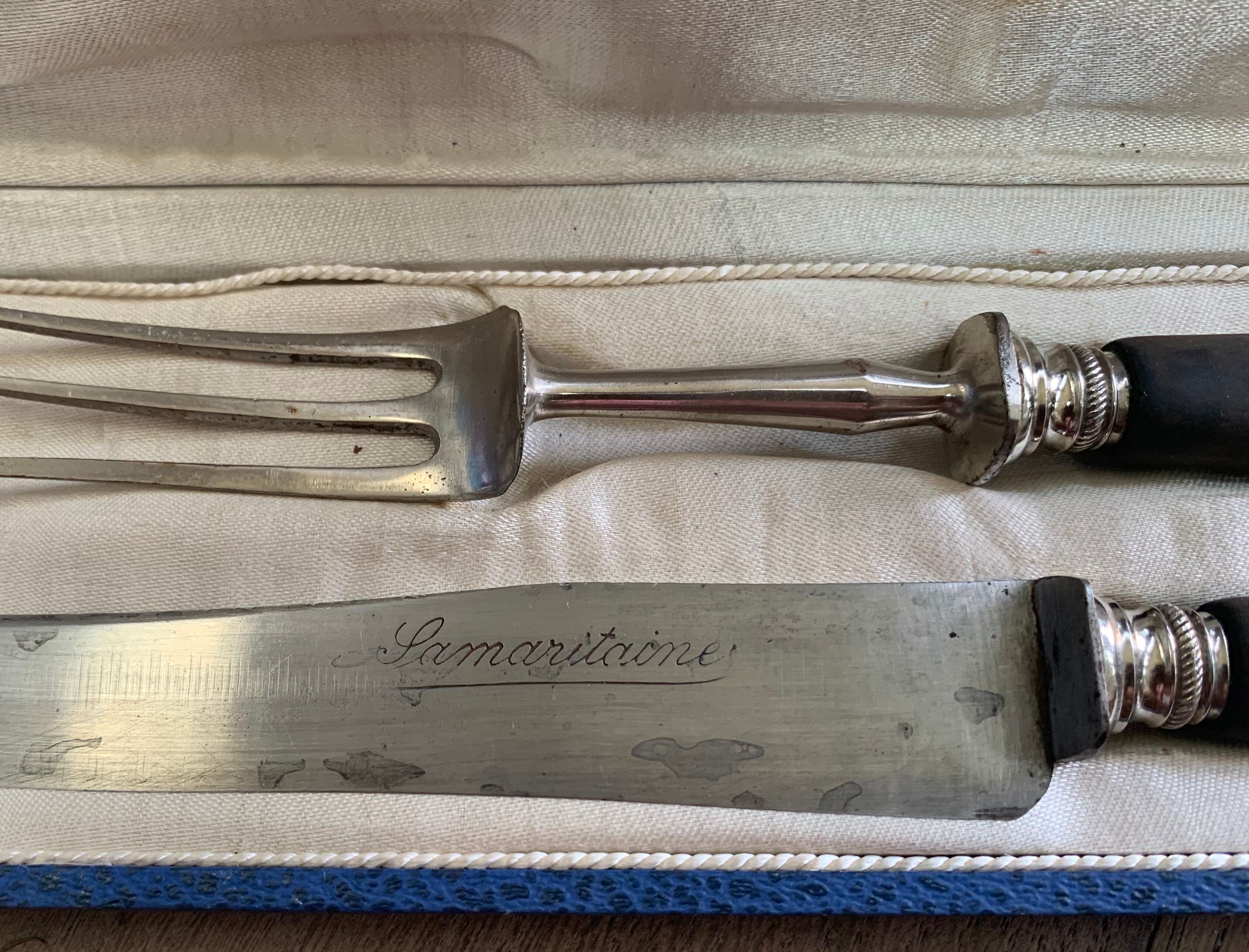 Ebony knife and fork for leg of lamb Samaritaine brand