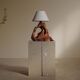 Sculptural lamp made of olive wood, around 1960.