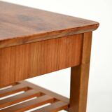 Scandinavian bedside table with slatted shelf