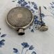 Art Deco flask in silver-plated metal, spiral guilloché decoration, DR marking