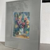 Oil chalk drawing flowers
