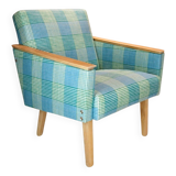 Restored Brussels Armchair – Blue Check