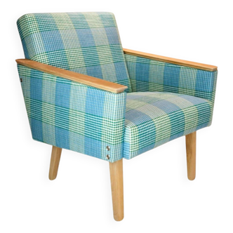 Fauteuil Bruxelles restauré – Carreaux bleus