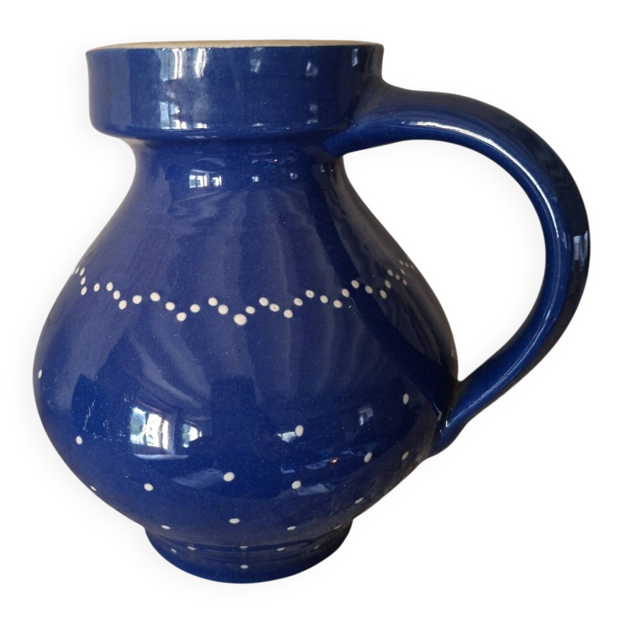 Pichet en ceramique bleue Topferei