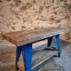 Vintage industrial workbench table with cast iron legs (Aux Forges de Vulcain)
