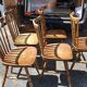 6 chaises peigne bois  seventies