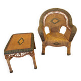 Rattan armchair and coffee table