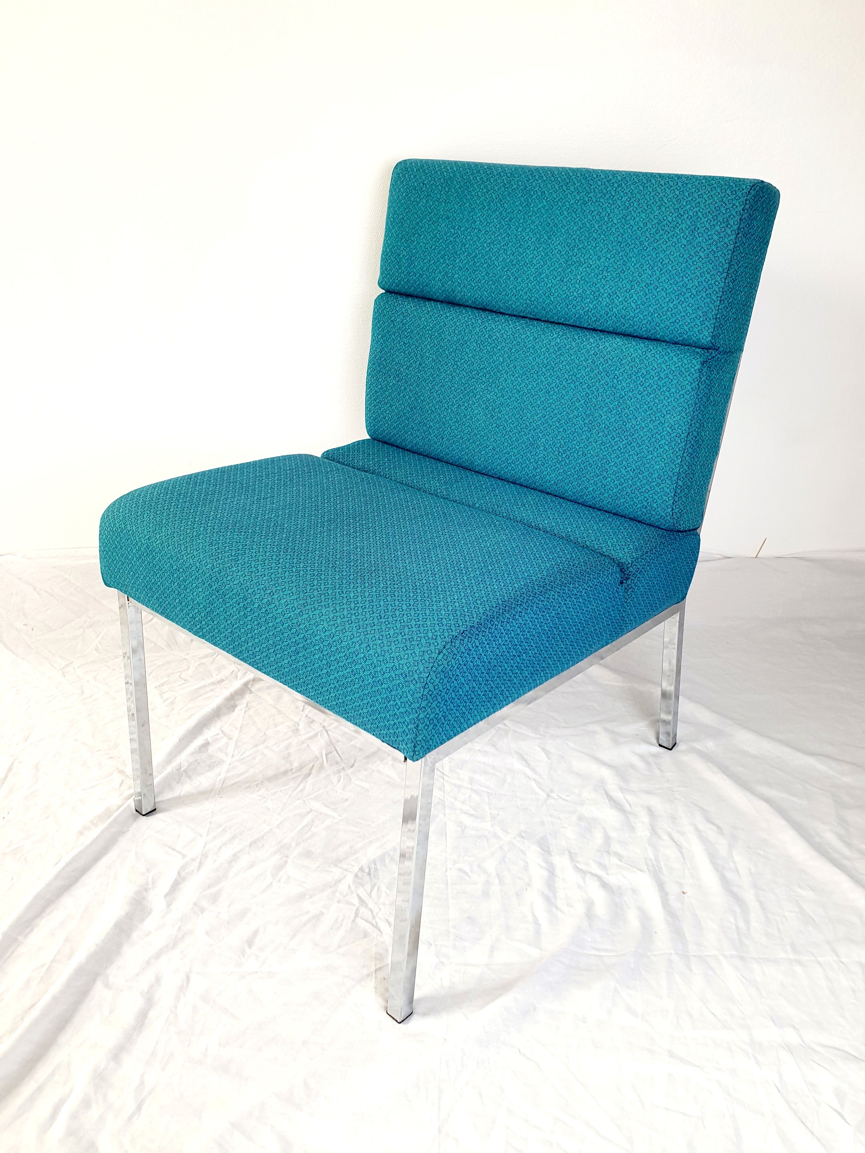 Vintage metal and fabric armchair